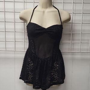 WHITE FOX Elegant Black Lace Babydoll,Small